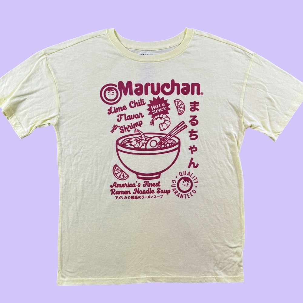 Maruchan T Shirt Womens 18 Yellow Lime Chili Shrimp Ramen Graphic Tee Short‎